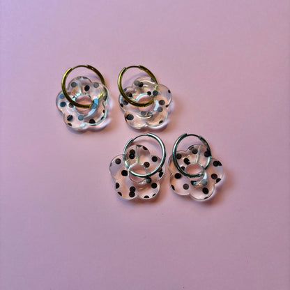 polka dot flower hoops