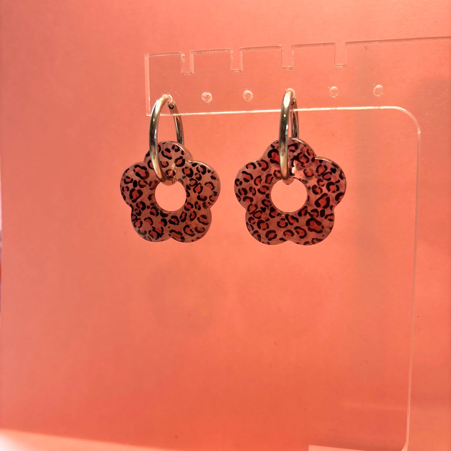leopard flower hoops