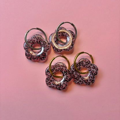 leopard flower hoops